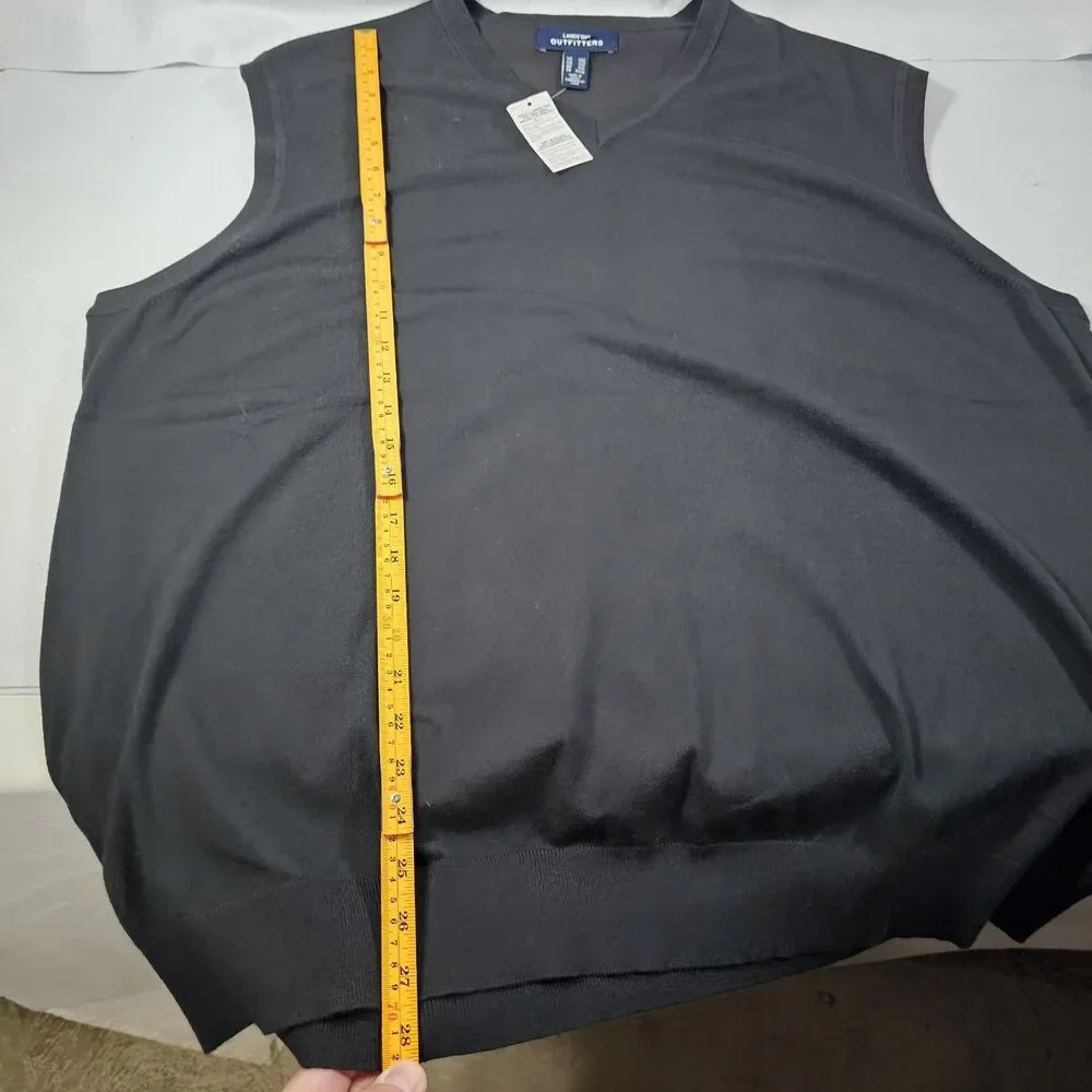 Lands End Preppy Black V Neck Sweater Vest Men Size XXL Tall  Office Smart NEW